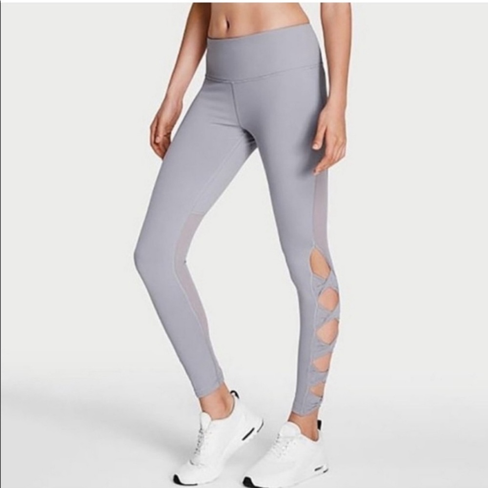 Victoria’s Secret Sport Knockout Mesh Ribbon Cut Out Tight Leggings Mid Rise M